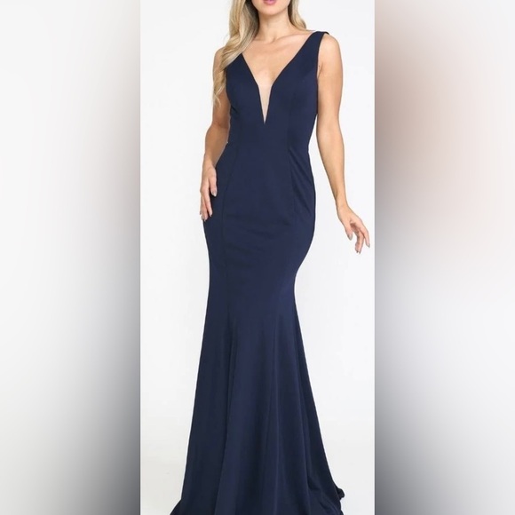 Xscape Dark blue formal cocktail dress. - Picture 7 of 9
